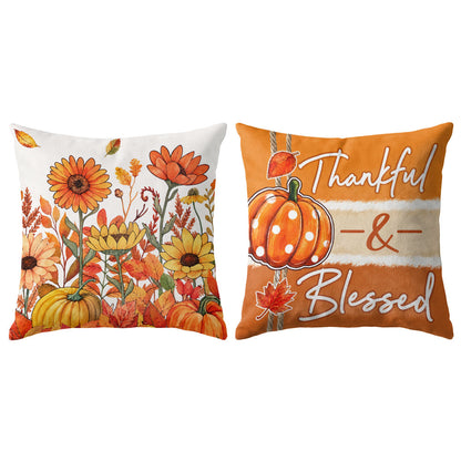 Thanksgiving Fall Decorative Pillow Set of 2 or 4, Harvest Throw Pillows for Home Decor, Gifts for Family