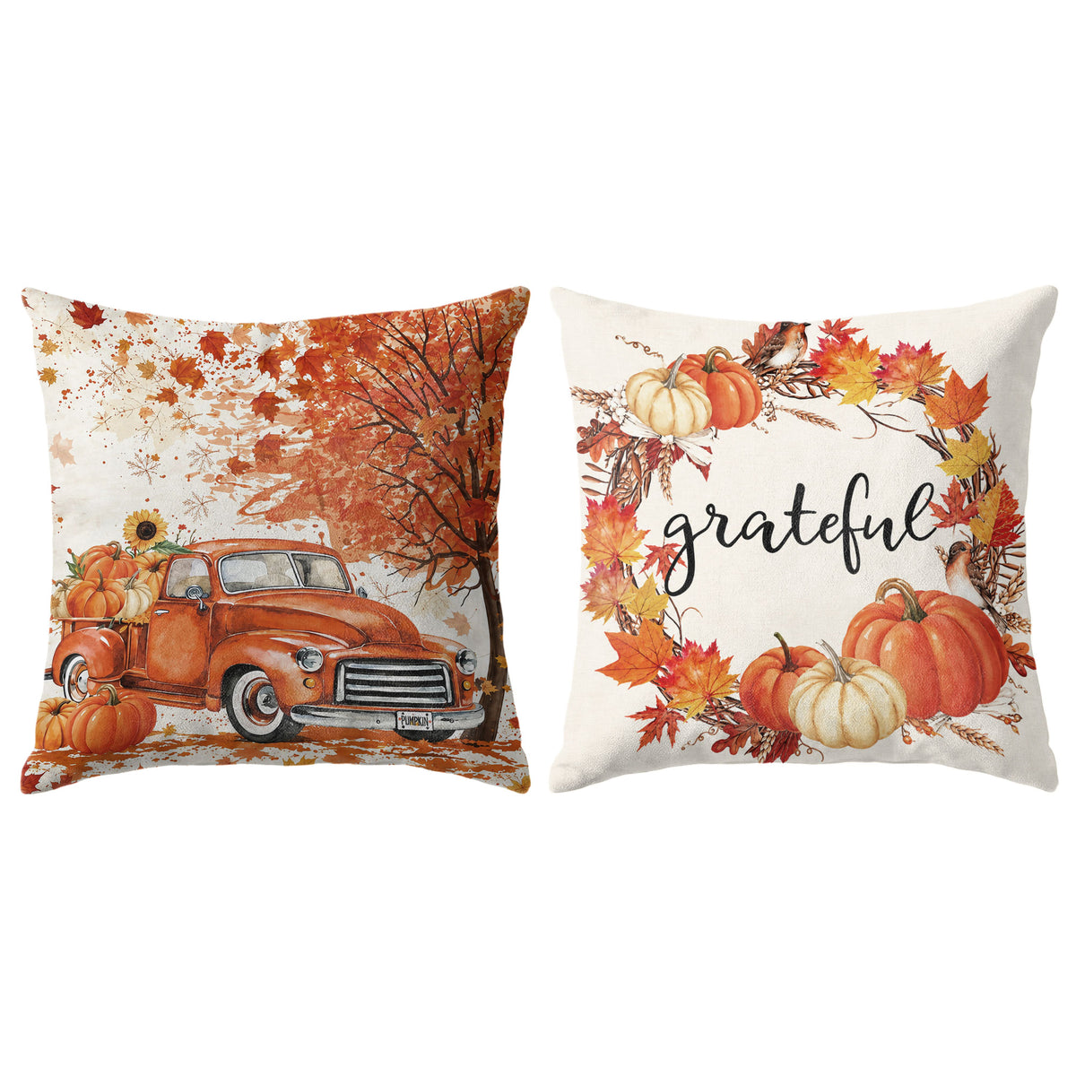 Thanksgiving Fall Decorative Pillow Set of 2 or 4, Harvest Throw Pillows for Home Decor, Gifts for Family