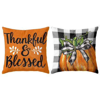 Thanksgiving Fall Decorative Pillow Set of 2 or 4, Harvest Throw Pillows for Home Decor, Gifts for Family