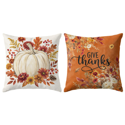 Thanksgiving Fall Decorative Pillow Set of 2 or 4, Harvest Throw Pillows for Home Decor, Gifts for Family
