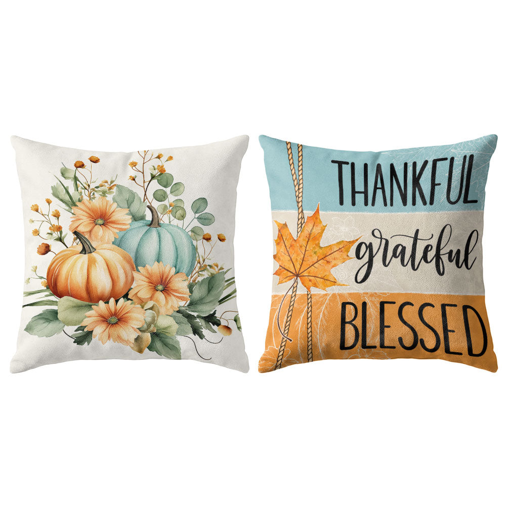 Thanksgiving Fall Decorative Pillow Set of 2 or 4, Harvest Throw Pillows for Home Decor, Gifts for Family