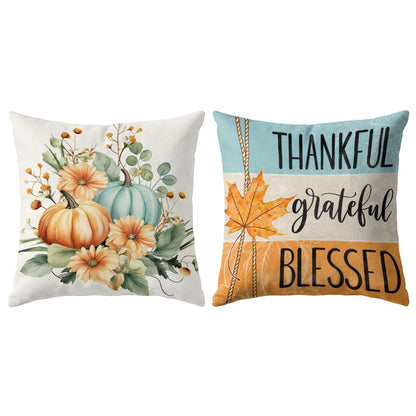 Thanksgiving Fall Decorative Pillow Set of 2 or 4, Harvest Throw Pillows for Home Decor, Gifts for Family
