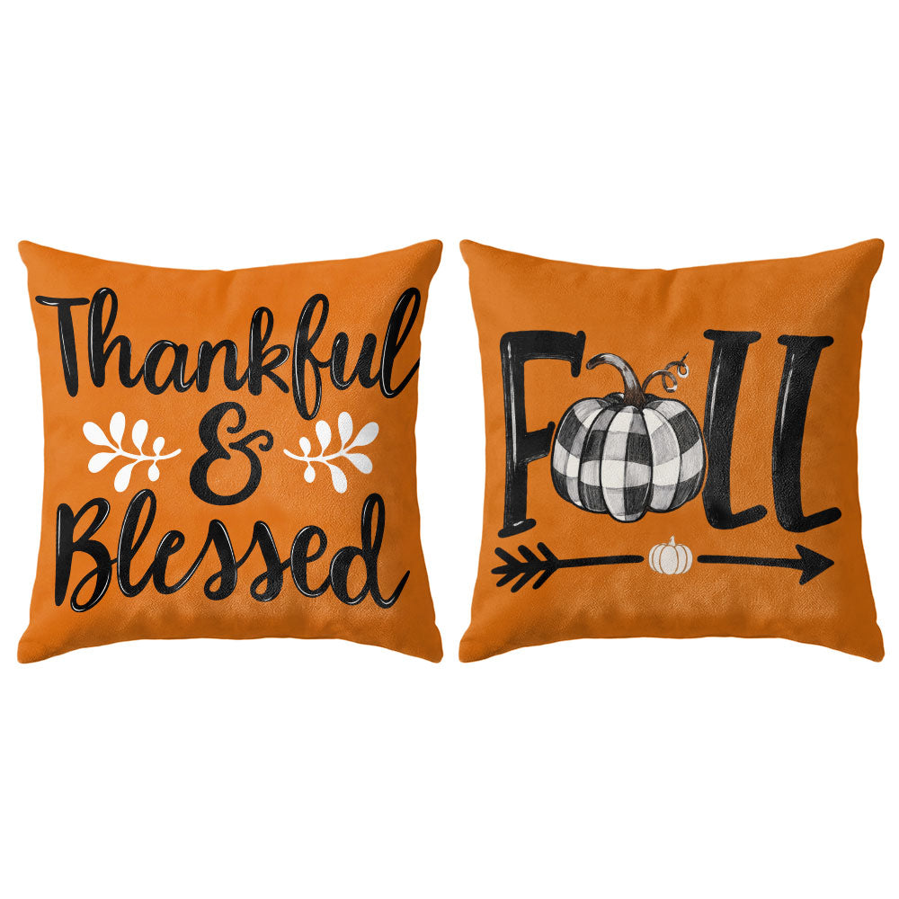 Thanksgiving Fall Decorative Pillow Set of 2 or 4, Harvest Throw Pillows for Home Decor, Gifts for Family
