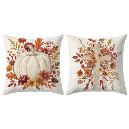 Thanksgiving Fall Decorative Pillow Set of 2 or 4, Harvest Throw Pillows for Home Decor, Gifts for Family