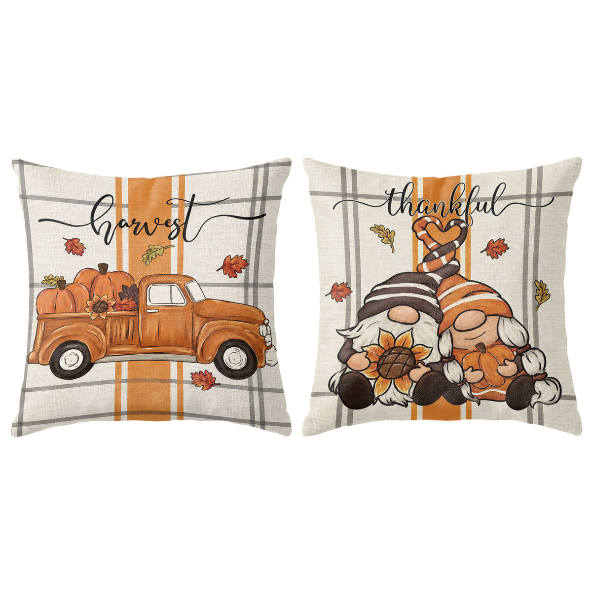Thanksgiving Fall Decorative Pillow Set of 2 or 4, Harvest Throw Pillows for Home Decor, Gifts for Family