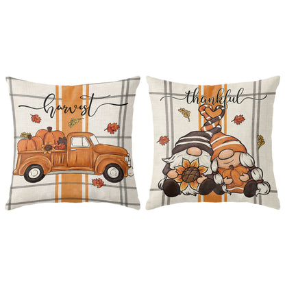 Thanksgiving Fall Decorative Pillow Set of 2 or 4, Harvest Throw Pillows for Home Decor, Gifts for Family