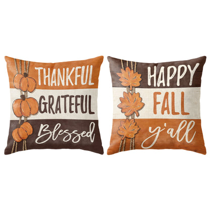 Thanksgiving Fall Decorative Pillow Set of 2 or 4, Harvest Throw Pillows for Home Decor, Gifts for Family