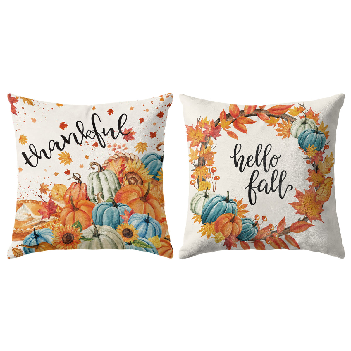Thanksgiving Fall Decorative Pillow Set of 2 or 4, Harvest Throw Pillows for Home Decor, Gifts for Family