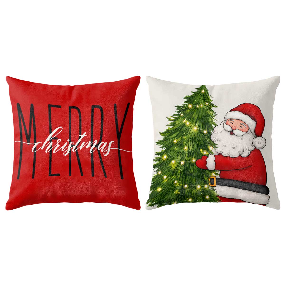 Christmas Decorative Pillow Set of 2 or 4, Santa Snowman Holiday Throw Pillow for Home Decor, Christmas Gift for Family