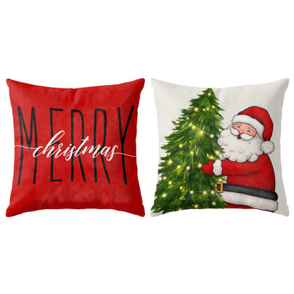 Christmas Decorative Pillow Set of 2 or 4, Santa Snowman Holiday Throw Pillow for Home Decor, Christmas Gift for Family