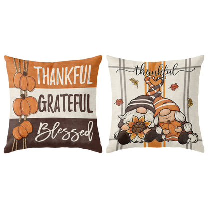 Thanksgiving Fall Decorative Pillow Set of 2 or 4, Harvest Throw Pillows for Home Decor, Gifts for Family
