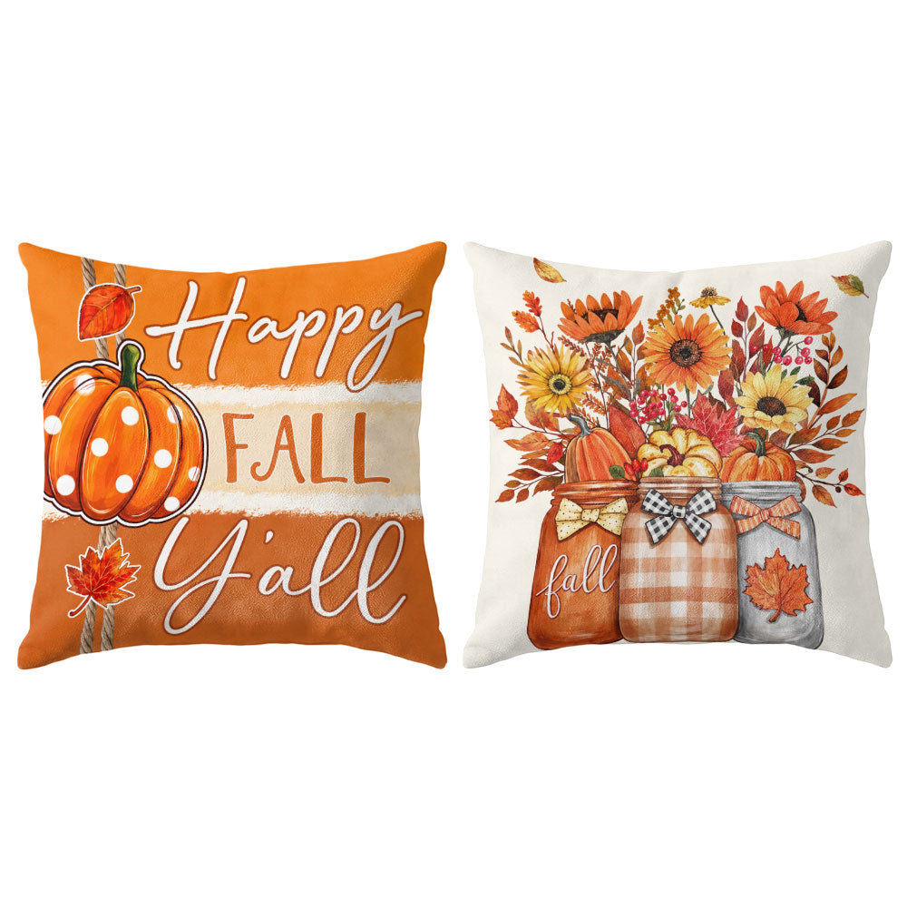 Thanksgiving Fall Decorative Pillow Set of 2 or 4, Harvest Throw Pillows for Home Decor, Gifts for Family