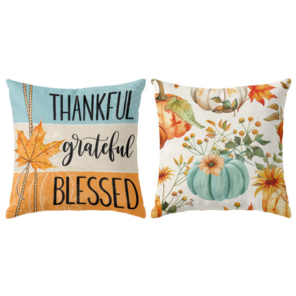 Thanksgiving Fall Decorative Pillow Set of 2 or 4, Harvest Throw Pillows for Home Decor, Gifts for Family
