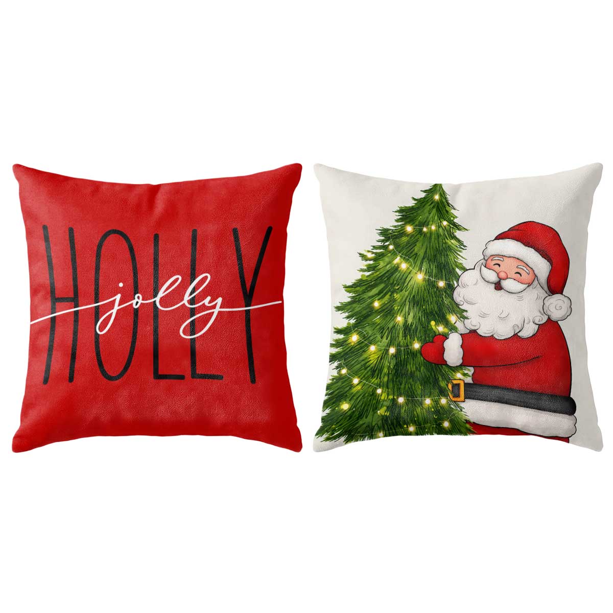 Christmas Decorative Pillow Set of 2 or 4, Santa Snowman Holiday Throw Pillow for Home Decor, Christmas Gift for Family