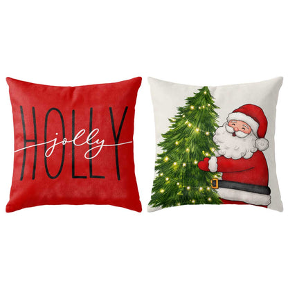 Christmas Decorative Pillow Set of 2 or 4, Santa Snowman Holiday Throw Pillow for Home Decor, Christmas Gift for Family