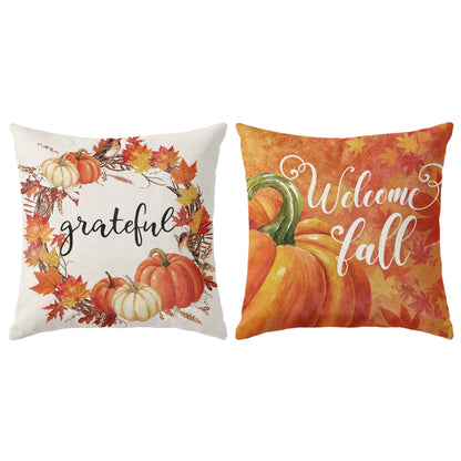 Thanksgiving Fall Decorative Pillow Set of 2 or 4, Harvest Throw Pillows for Home Decor, Gifts for Family