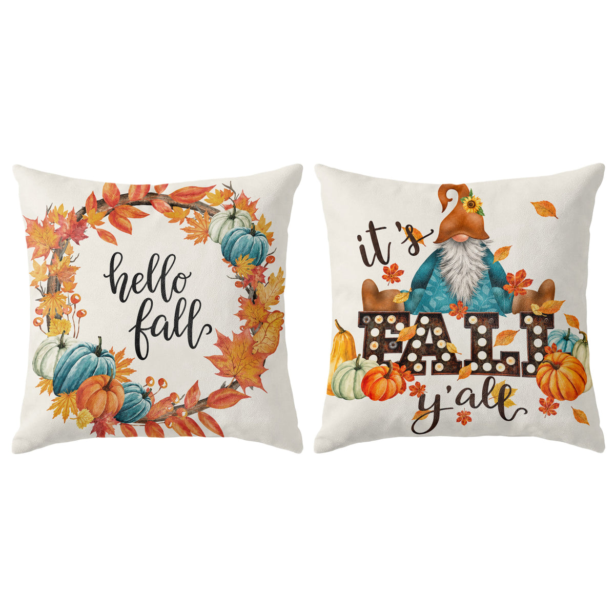 Thanksgiving Fall Decorative Pillow Set of 2 or 4, Harvest Throw Pillows for Home Decor, Gifts for Family