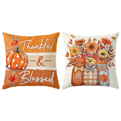 Thanksgiving Fall Decorative Pillow Set of 2 or 4, Harvest Throw Pillows for Home Decor, Gifts for Family