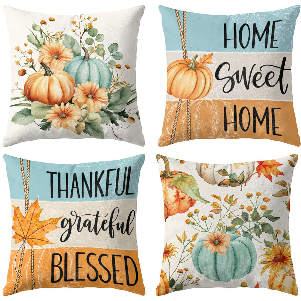 Thanksgiving Fall Decorative Pillow Set of 2 or 4, Harvest Throw Pillows for Home Decor, Gifts for Family