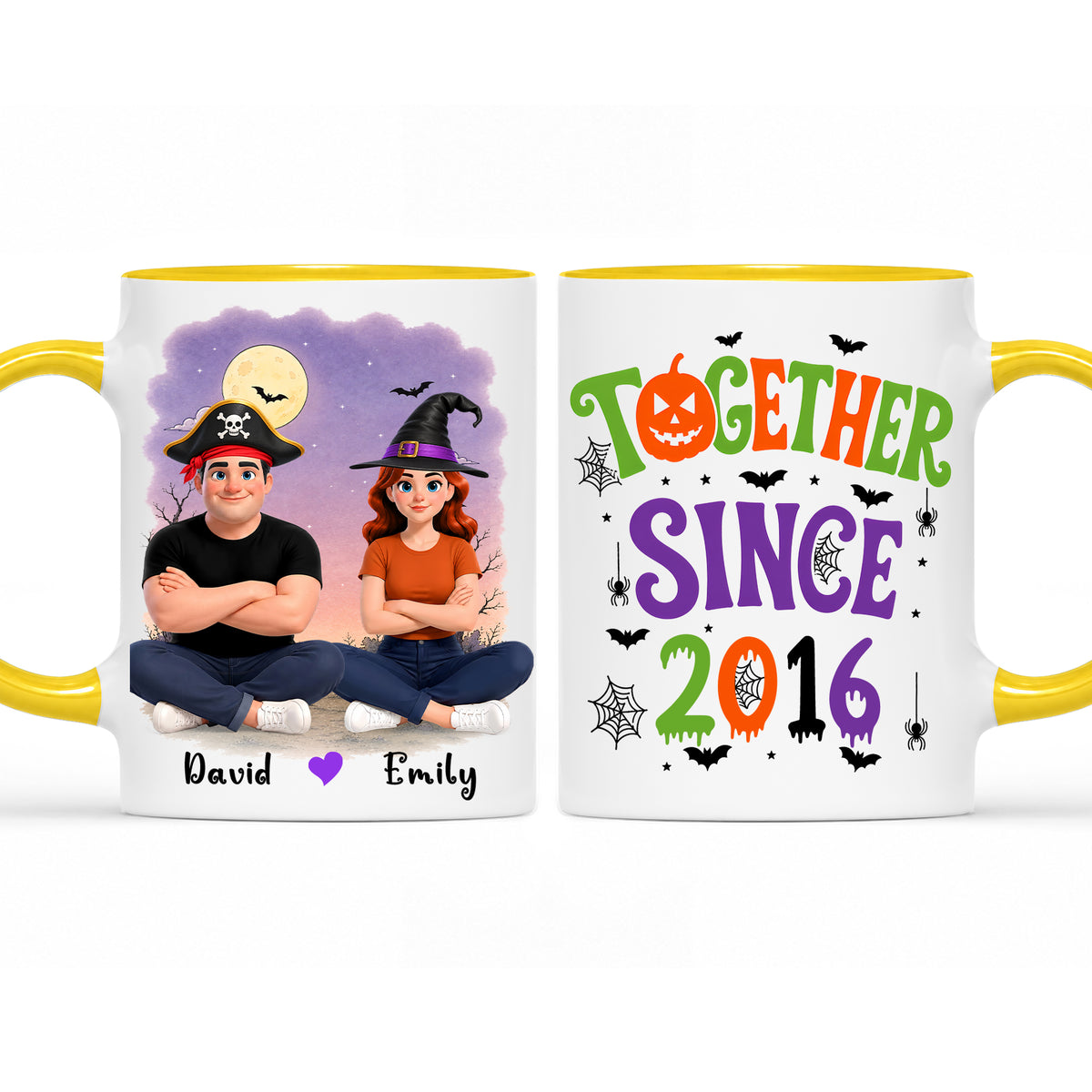 Personalized Halloween Couple Mug - Together Since Accent Mug - Halloween Gift for Couples