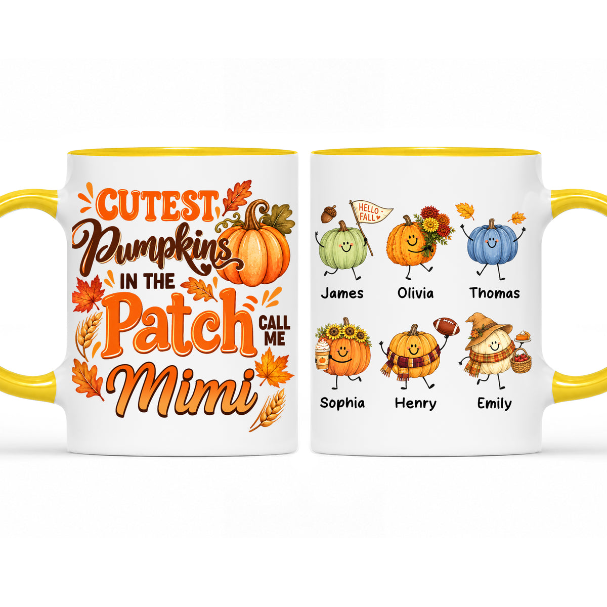 Personalized Thanksgiving Mug - The Cutest Pumpkins Call Me Mimi - Thanksgiving Gift for Mom, Grandma