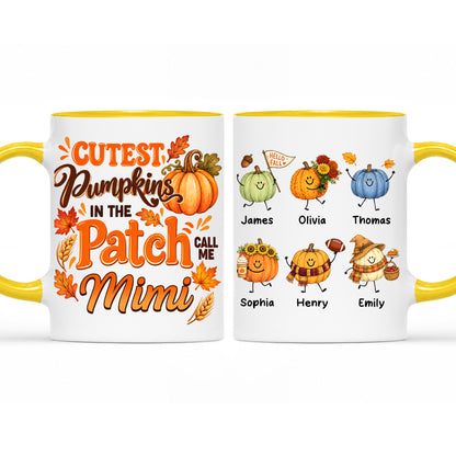 Personalized Thanksgiving Mug - The Cutest Pumpkins Call Me Mimi - Thanksgiving Gift for Mom, Grandma