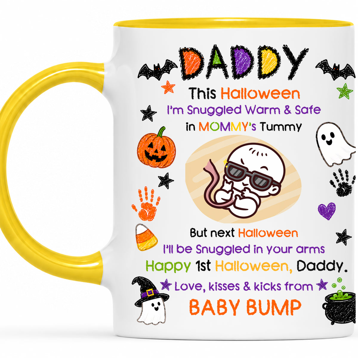 Personalized Baby's First Halloween Mug for New Dad, From Baby Bump - Halloween Gift for New Family