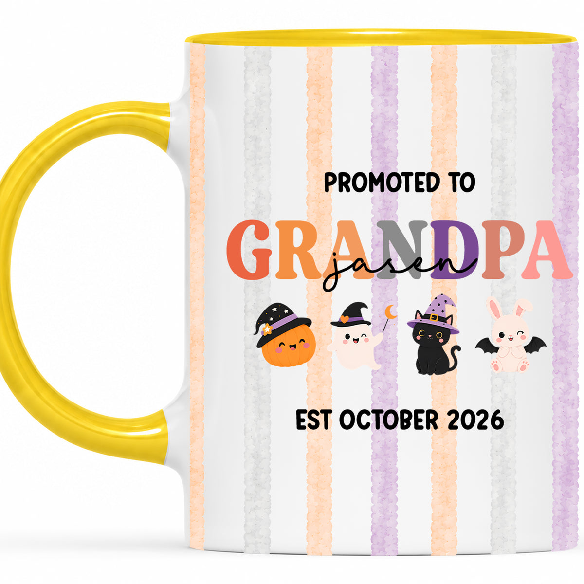 Personalized Halloween New Grandpa Grandma Mug Set - Custom Promoted to Grandparents Accent Mug
