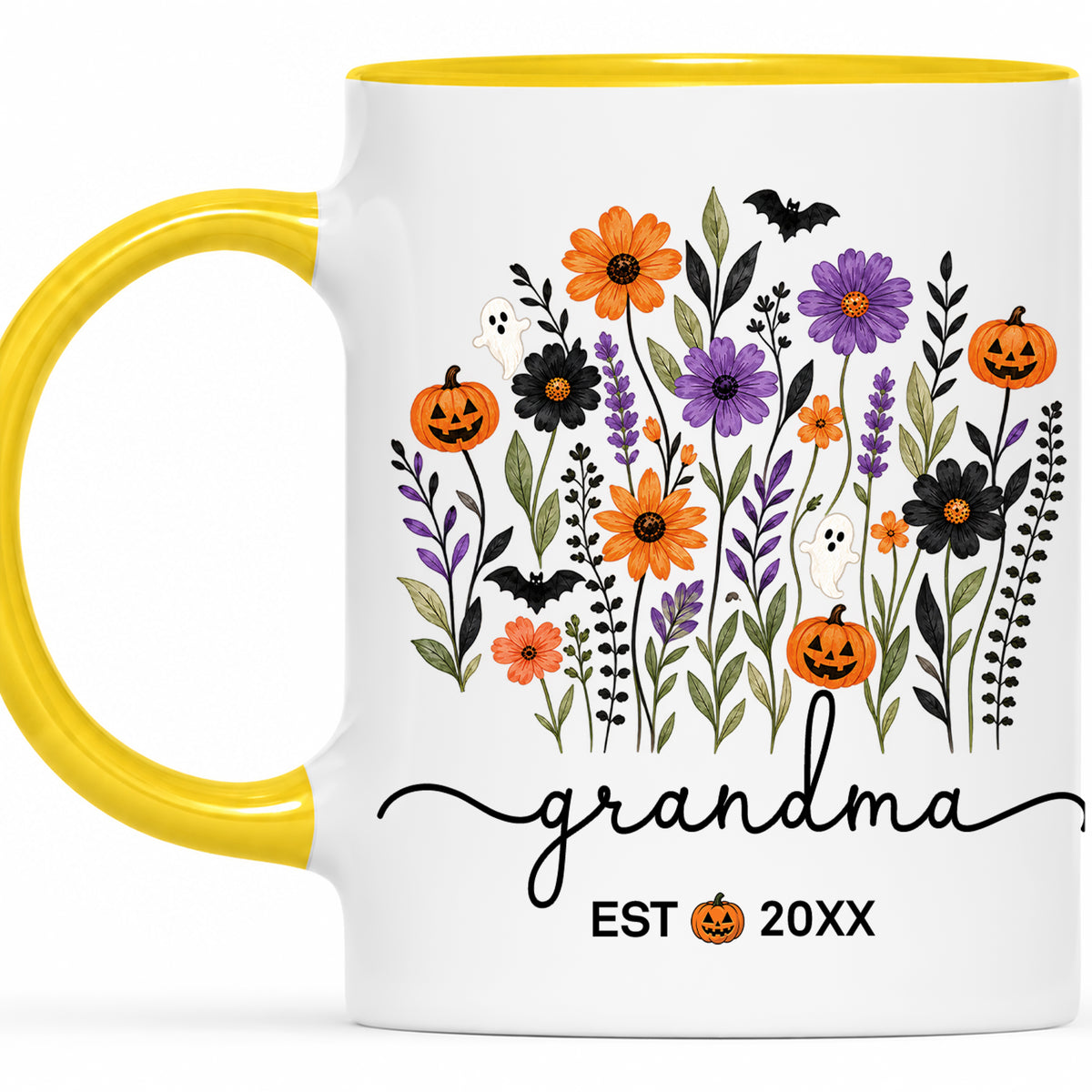 Personalized Halloween Grandparent Mug Set - Custom Grandma Grandpa Accent Mugs - New Grandparents Spooky Gift