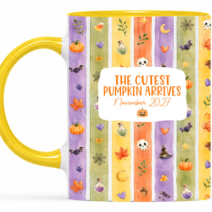 Personalized Halloween Mug - The Cutest Pumpkin Arrives - Baby Arriving Gift for Family