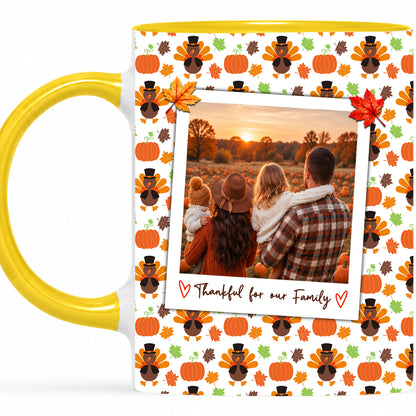 Personalized Thanksgiving Mug - Custom Photo & Message Accent Mug - Family Thanksgiving Gift