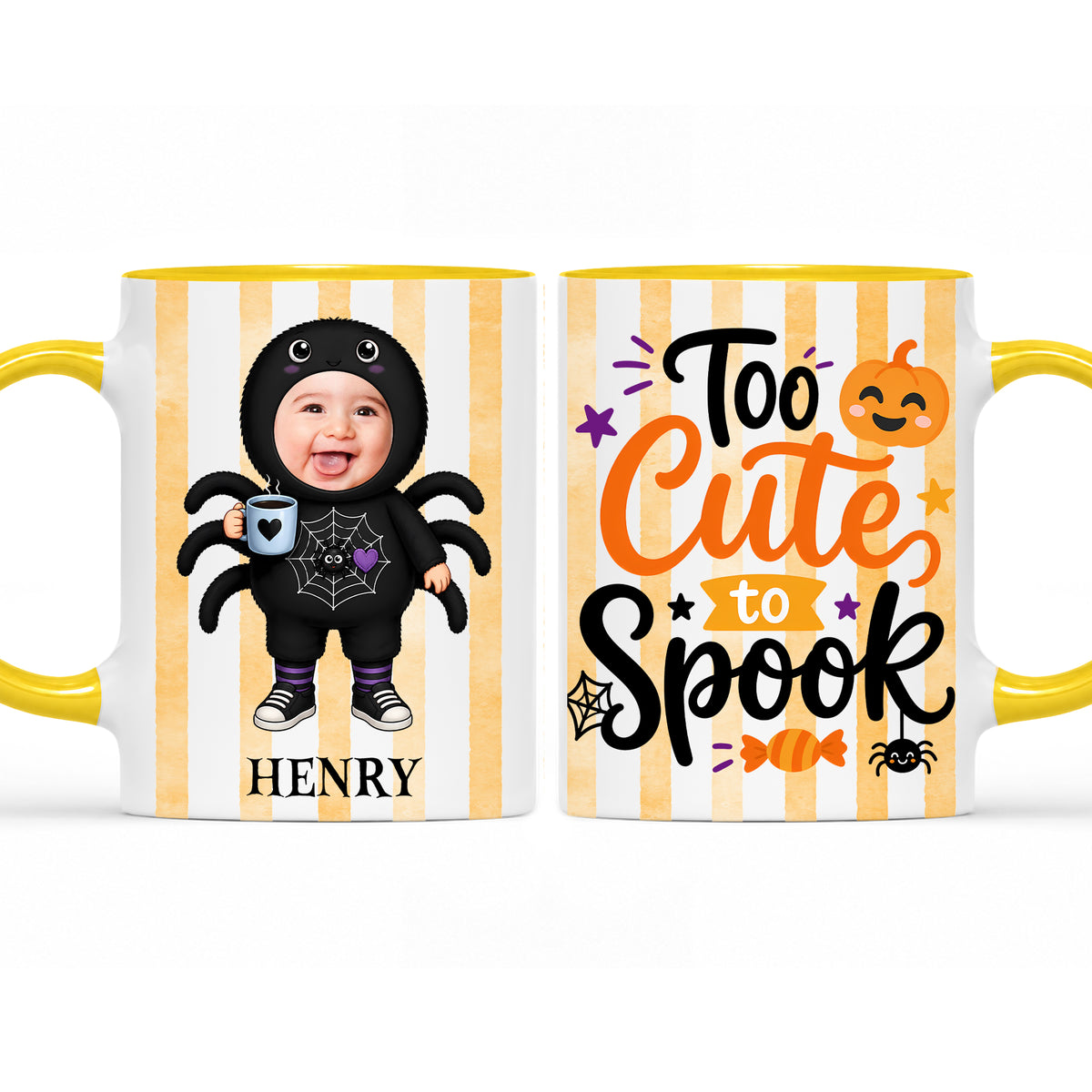 Personalized Halloween Baby Mug - Custom Photo Baby Kid Accent Mug - Cute Spooky Baby Gift