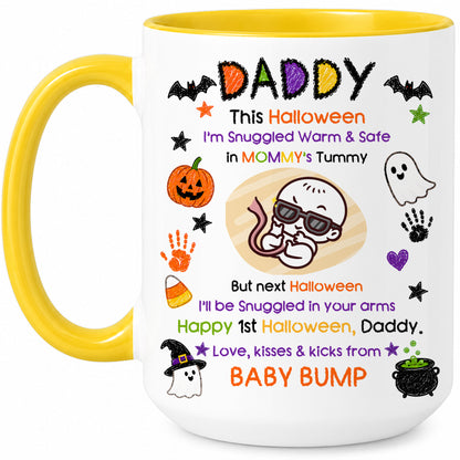 Personalized Baby's First Halloween Mug for New Dad, From Baby Bump - Halloween Gift for New Family
