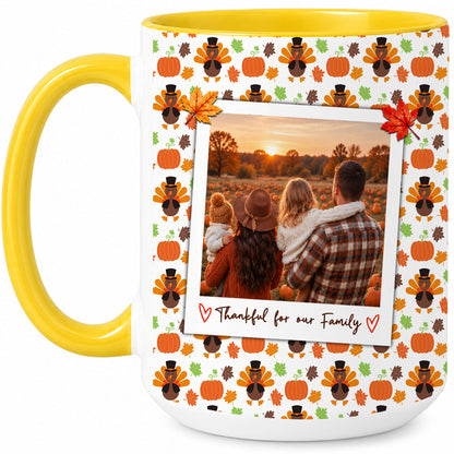 Personalized Thanksgiving Mug - Custom Photo & Message Accent Mug - Family Thanksgiving Gift