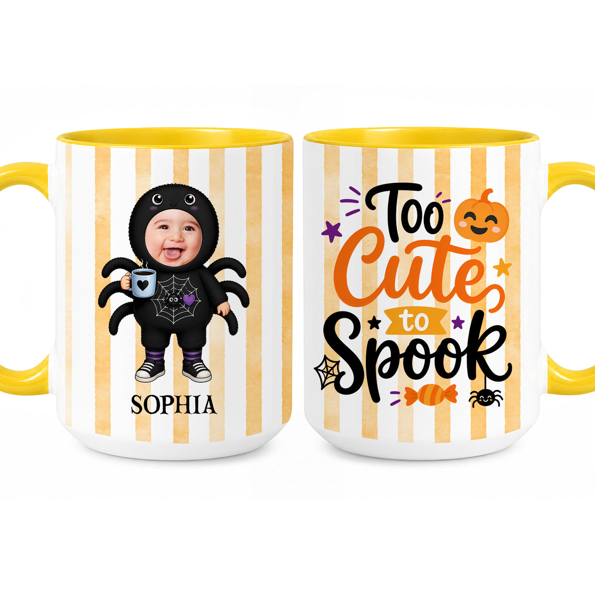 Personalized Halloween Baby Mug - Custom Photo Baby Kid Accent Mug - Cute Spooky Baby Gift