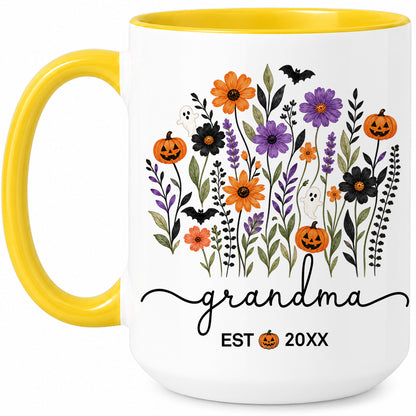 Personalized Halloween Grandparent Mug Set - Custom Grandma Grandpa Accent Mugs - New Grandparents Spooky Gift