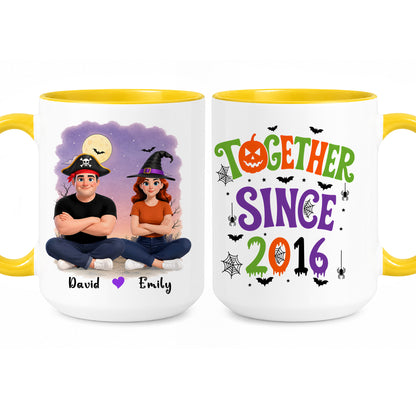 Personalized Halloween Couple Mug - Together Since Accent Mug - Halloween Gift for Couples